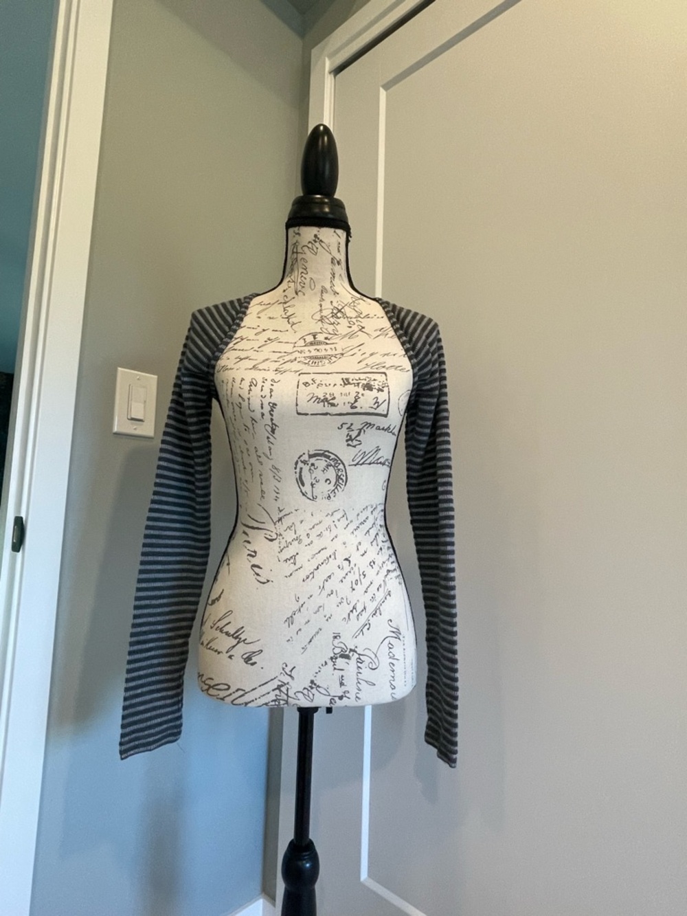 Unity Striped Gray Knit Shrug Bolero - Women